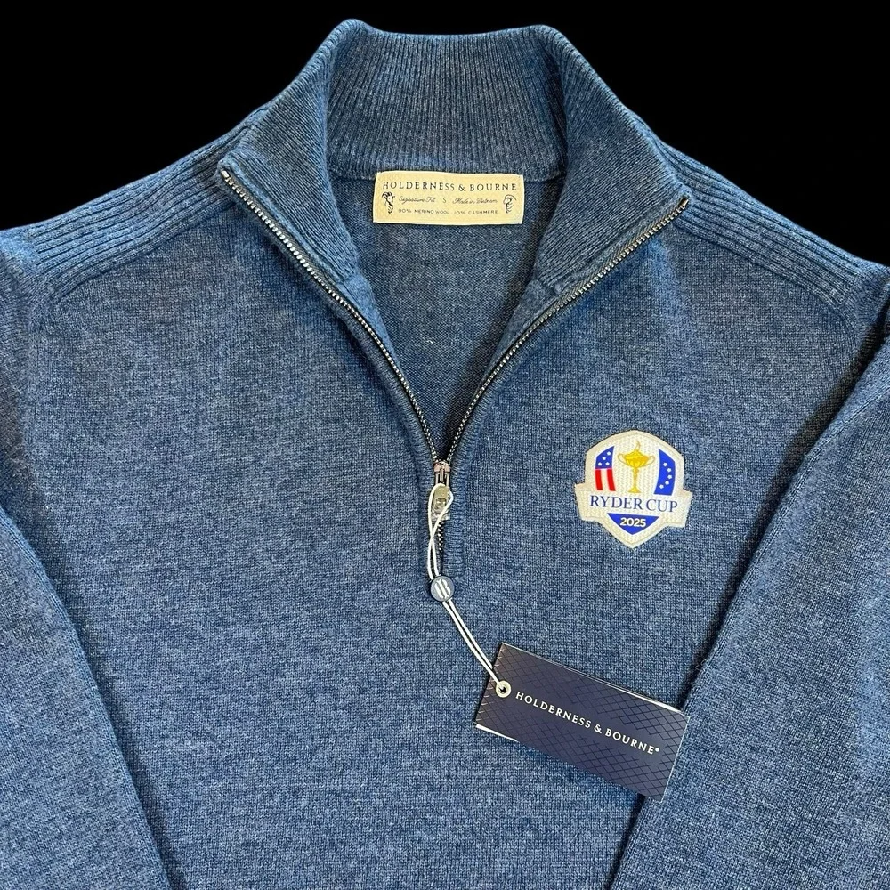 2025 Ryder Cup Mens Holderness & Bourne Wool & Cashmere Golf Sweater Navy Blue⛳️